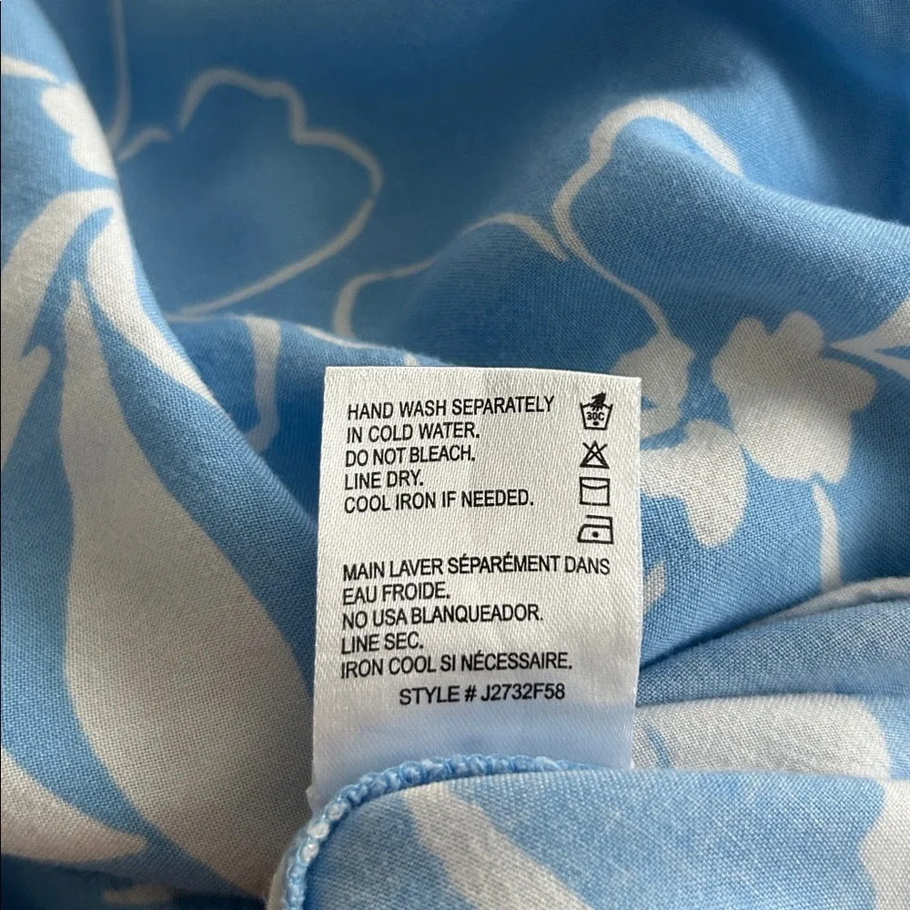 Patrons of Peace Blue & White Floral Smocked Midi Dress Spaghetti Strap Size L - Picture 12 of 13